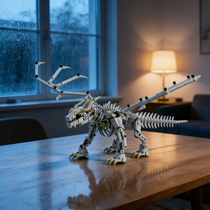 

722pcs MOC D Red Dragon Dracolich Castle Model Building Blocks Creative Display Gift Collectible Decor Kids Premium Adult Desk