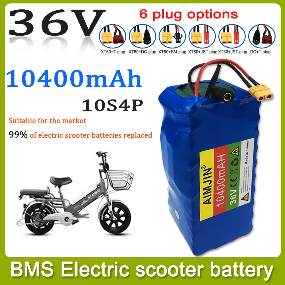 

36V 18650 10S4P 10400Ah Rechargeable Lithium Battery Pack 1000W BMS Power Modified Bicycle electric scooter Vehicle with charger