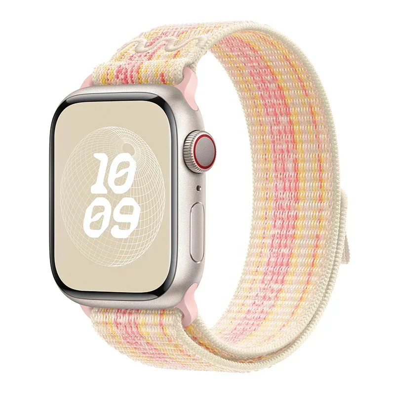 Correia de Nylon Loop para Apple Watch, Banda para iWatch Series 3, SE, 4, 5, 6, 7, 8, 9, Ultra 2, 44mm, 40mm, 45mm, 41 milímetros, 49 milímetros, 42 milímetros, 38 milímetros