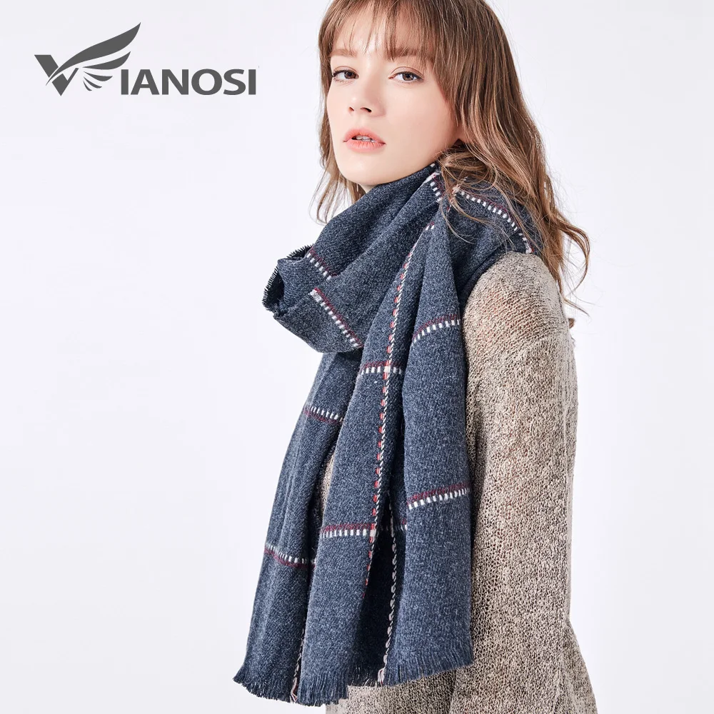 VIANOSI New Women\'s Scarf Winter Thick Warm Long Plaid Shawl and Wrap Fashion Brand Scarves Female Foulard Thick Blanket