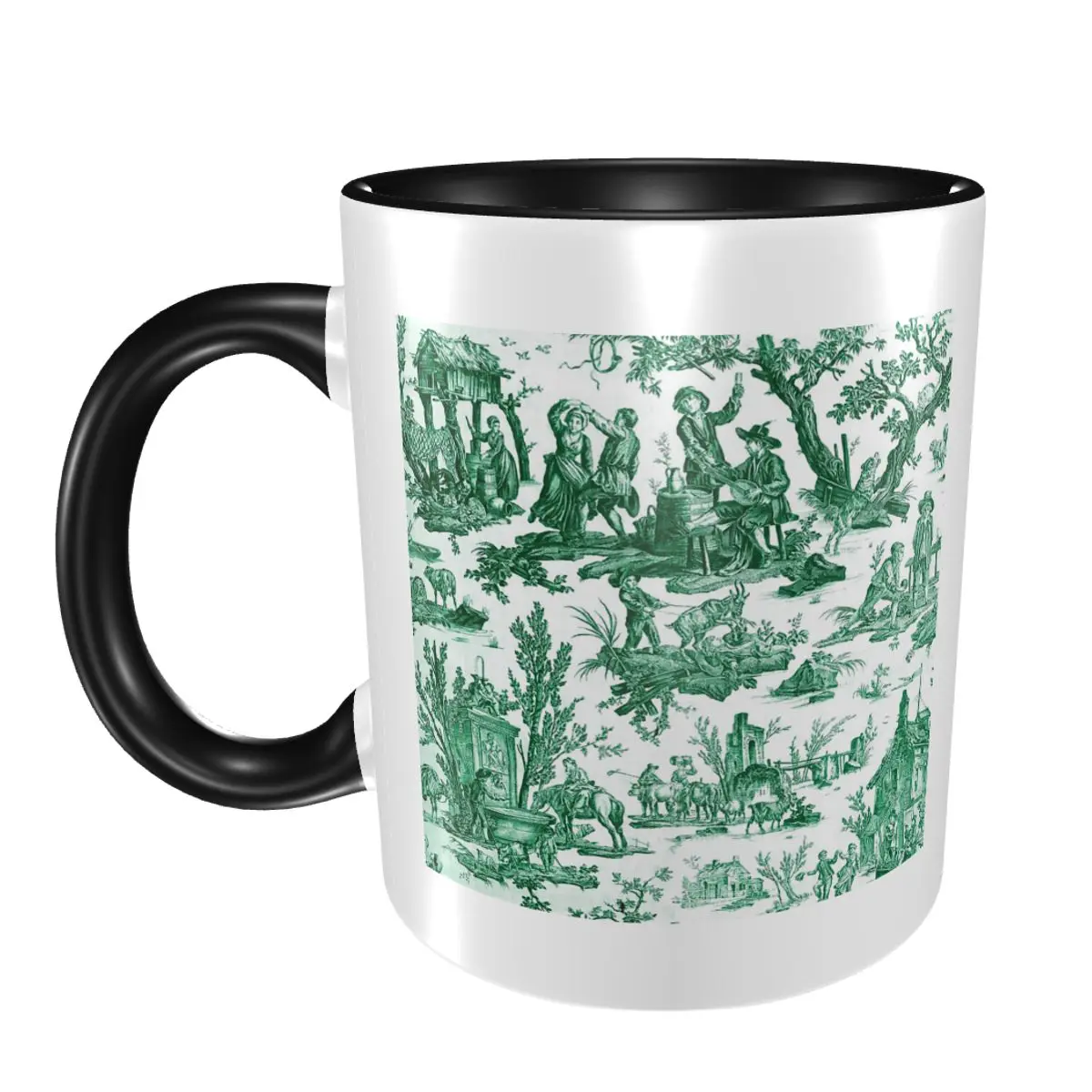 

Vintage French Toile De Jouy Motif Mug Funny Ceramic Coffee Cups Tea Mugs Milk Cup Drinkware Gifts for Woman Man