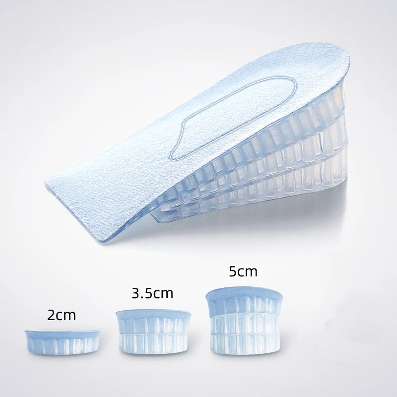 1 par de palmilhas de silicone para aumento de altura, palmilhas femininas e masculinas de meia palmilha com amortecimento de ar de 3 camadas, 2cm/3.5cm/5cm