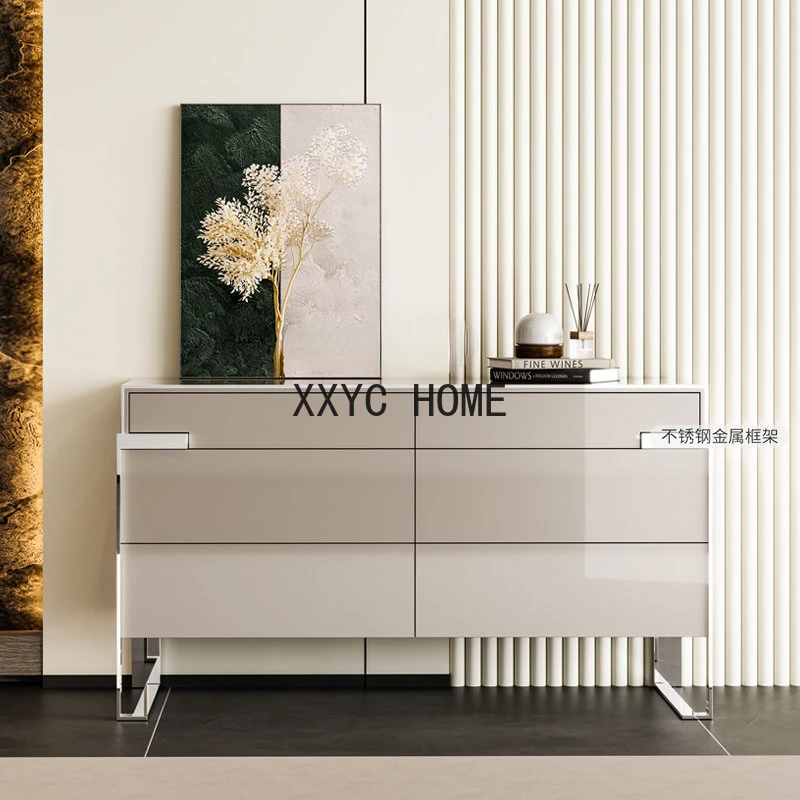 

Italian Style Light Luxury Entrance Cabinet Hong Kong Style Light Luxury Xuan Locker Chest of Six Drawers Simple Luxury Cabinet