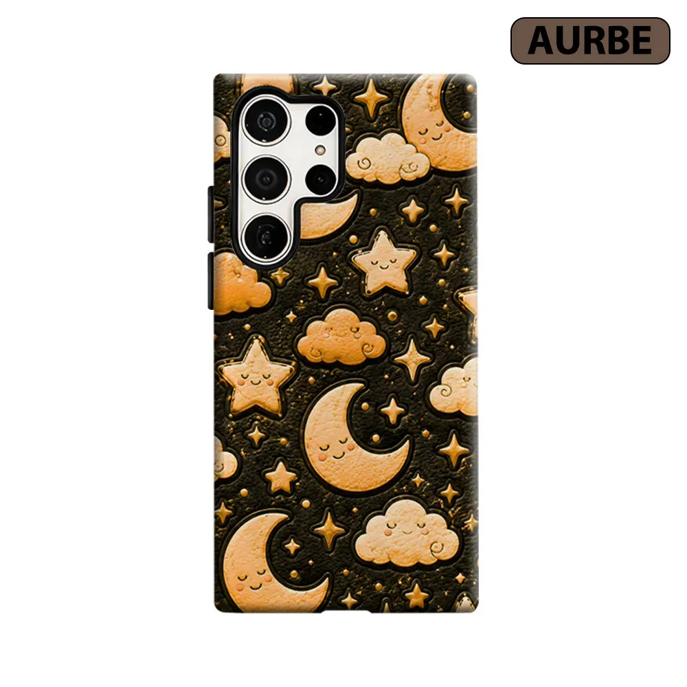 Moon Star Cloud Texture Phone Case For Samsung Galaxy S26 S25 S24 S23 Ultra Plus HD Hard Double Layer Film Cover