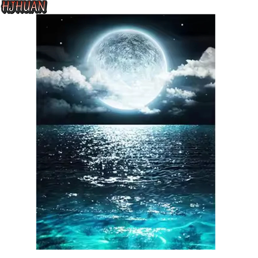 

Алмазная картина Абстрактное искусство Морская луна Полный квадратный/круглый diy 5d вышивка крестиком Алмазная вышивка Мозаика Качественные товары ручной работы