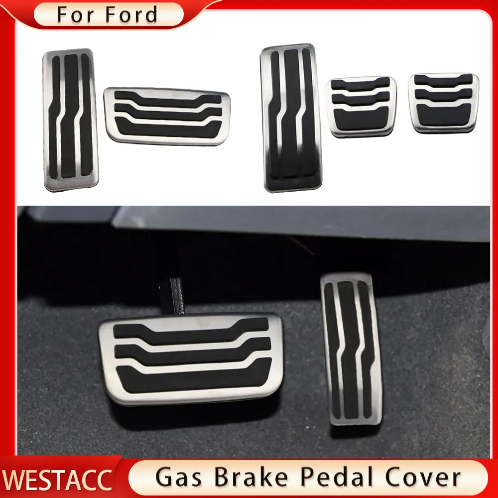 Stainless Steel Car Pedal Pads Cover for Ford Everest Endeavour Raider Ranger 2016 - 2023 Gas Fuel Brake Pedals Pad Accessories