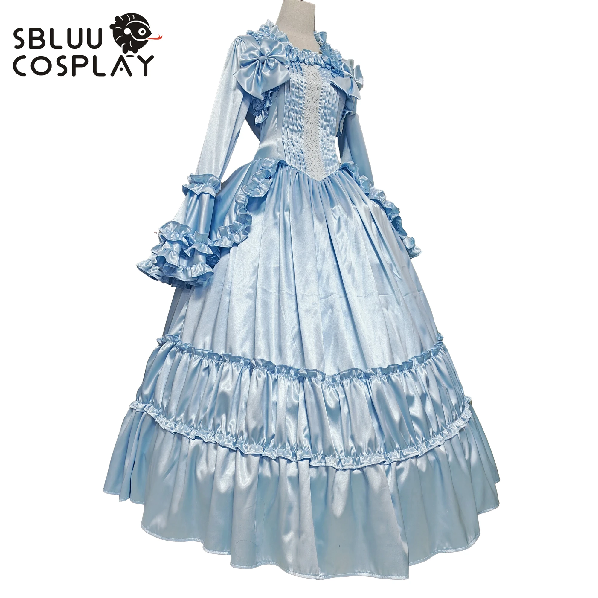 

SBluuCosplay Victorian Lolita Gothic Sky Blue Long Dress Cosplay Costume Dress for Women Halloween Party Custom Made
