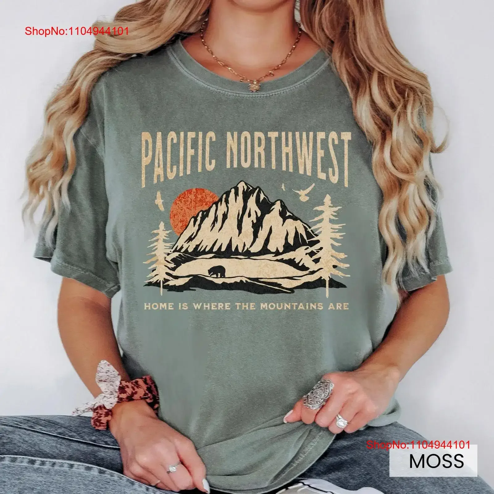 Camiseta del Pacífico Noroeste Cascada Montañas NW Senderismo Aventura Camping PNW s vintage ropa de calle lavada Top para uso diario