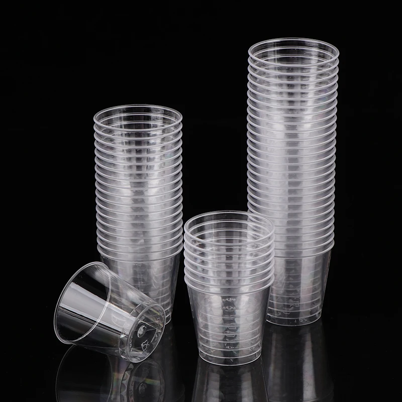 50Pcs/set Disposable Cups 30ML Mini Clear Plastic Shot Glass Outdoor Picnic Birthday Kitchen Party Tableware Tasting Cups