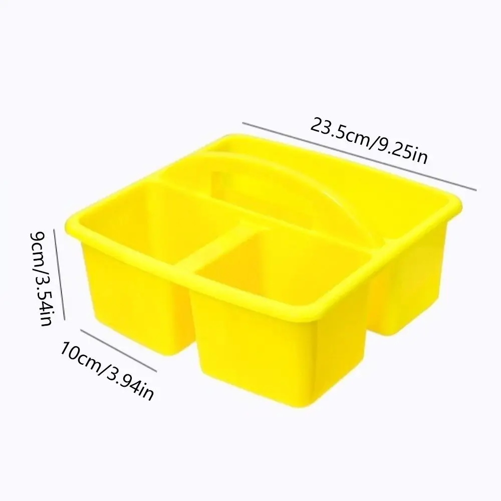 6Pcs/Set 3 Compartments Plastic Storage Organizer Stackable Colorful Desktop Storage Box with Handles Portable