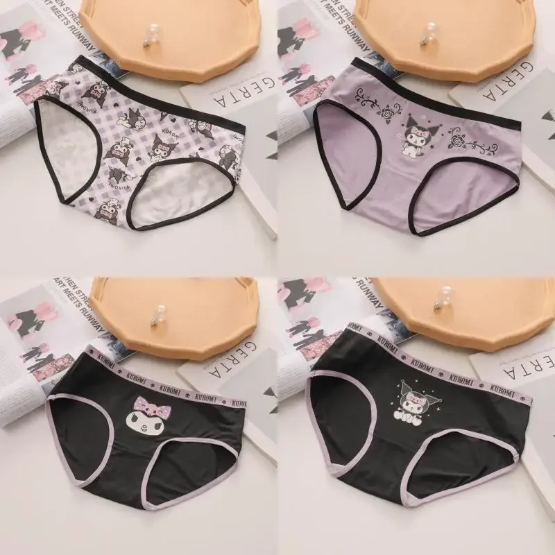 Miniso Underwear My Melody Kuromi Cartoon Figure Softable Comfortable Triangle Panty 1Pcs Set Girl Women Kawaii Pure Cotton Gift