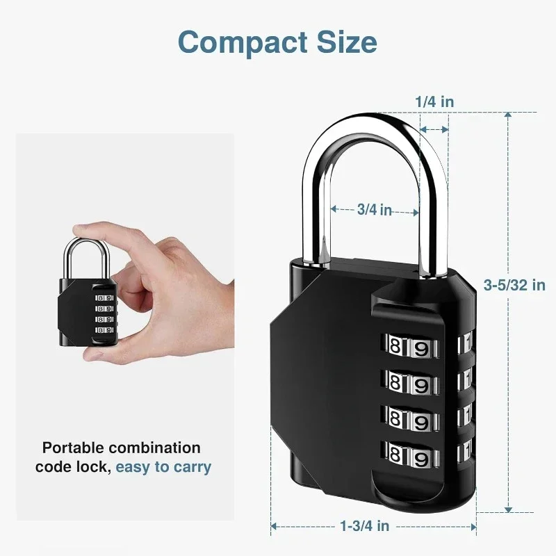 Combination Lock 4 Digit Locker Lock Outdoor Waterproof Padlock for School Gym Locker, Sports Locker