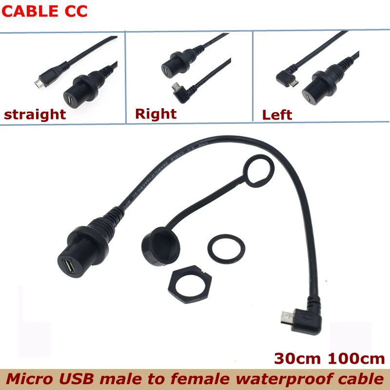 

New 0.3m IP67 Micro USB Waterproof Cable,Micro-USB 2.0 5pin IP 67 Male to Female Panel Mount WaterProof Connector Extension Cord