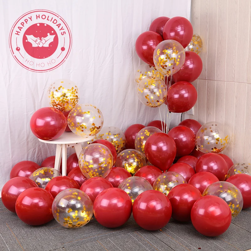 

10inch Metal Latex Balloon Gem Red Ballon Golden Balloons Happy Birthday Party Decoration Atmosphere Wedding Decor Supplies