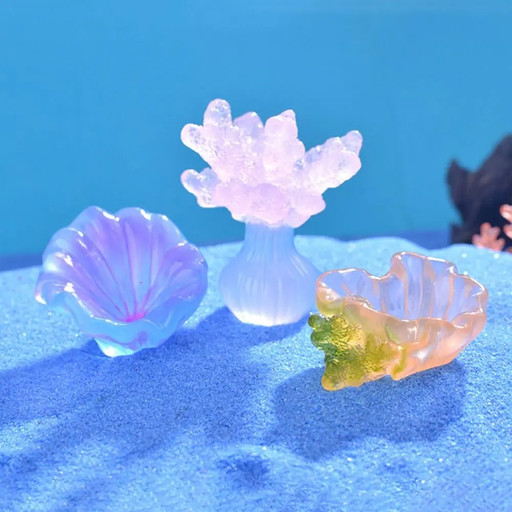 8pcs/set Resin Marine Luminous Coral Simulation Lifelike Coral Micro Landscape DIY Mini Coral Model Aquarium