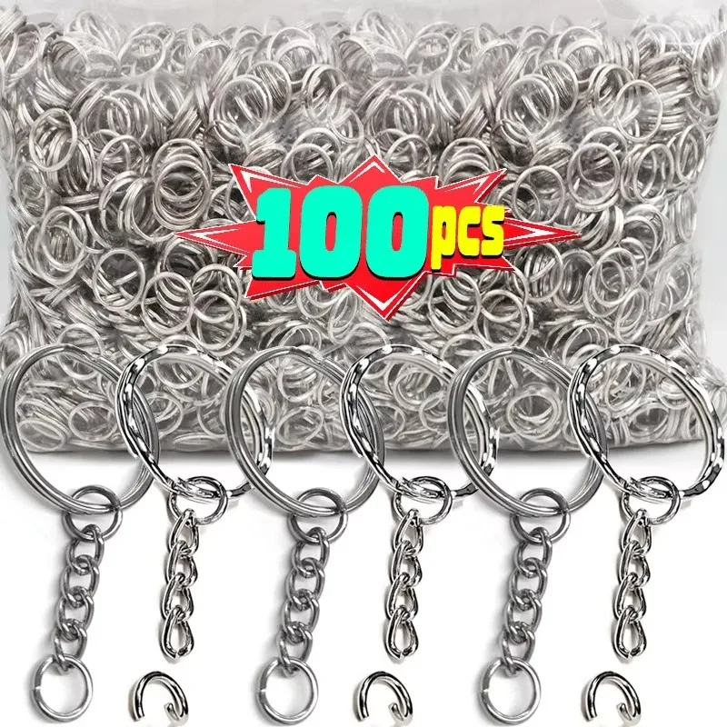 20/100 قطعة معدنية فارغة كيرينغ المفاتيح سبليت خواتم الموجودة في قاعدة المفتاح حلقات المفاتيح مشبك قفل مفتاح سلسلة مفتاح قلادة حلقات الفولاذ المقاوم للصدأ #2
