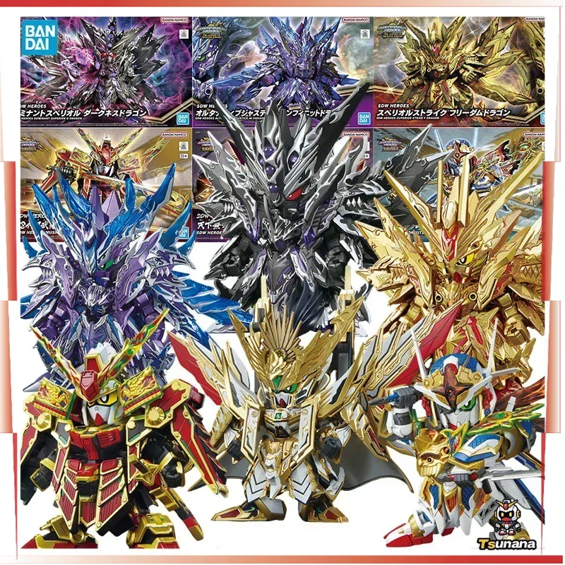 Bandai กันดั้มโมเดล SDW Musha 78TH Tenkamusodaishogun Onmitsu D Justice Strike F Dragon Action Figure Gunpla อะนิเมะตัวเลข