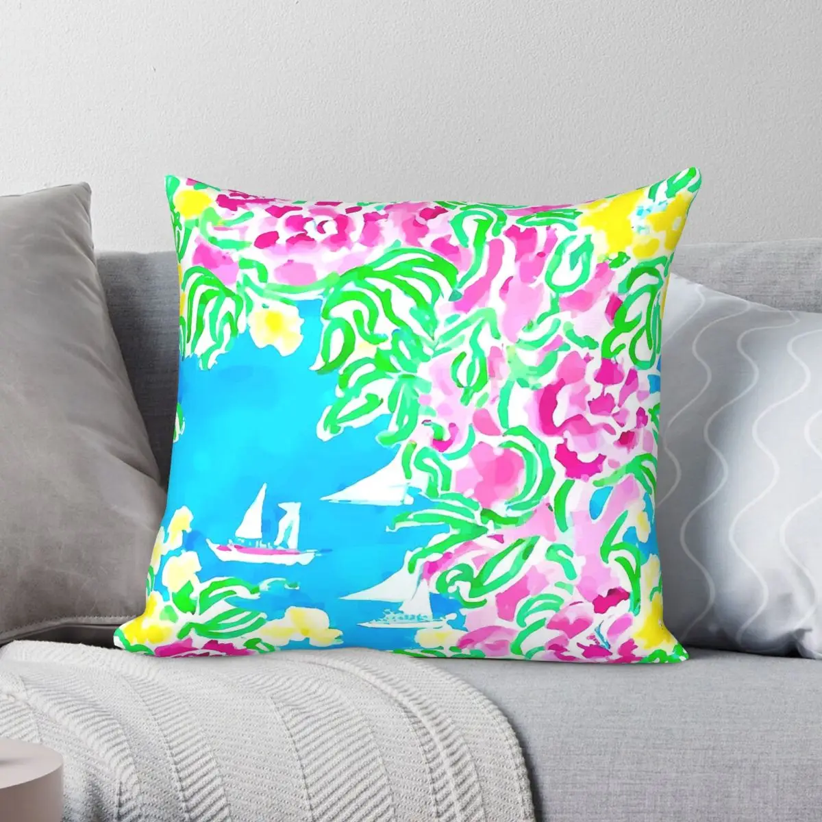 Yacht Sea Roses Markers Square Pillowcase Polyester Linen Velvet Pattern Zip Decor Room Cushion Cover