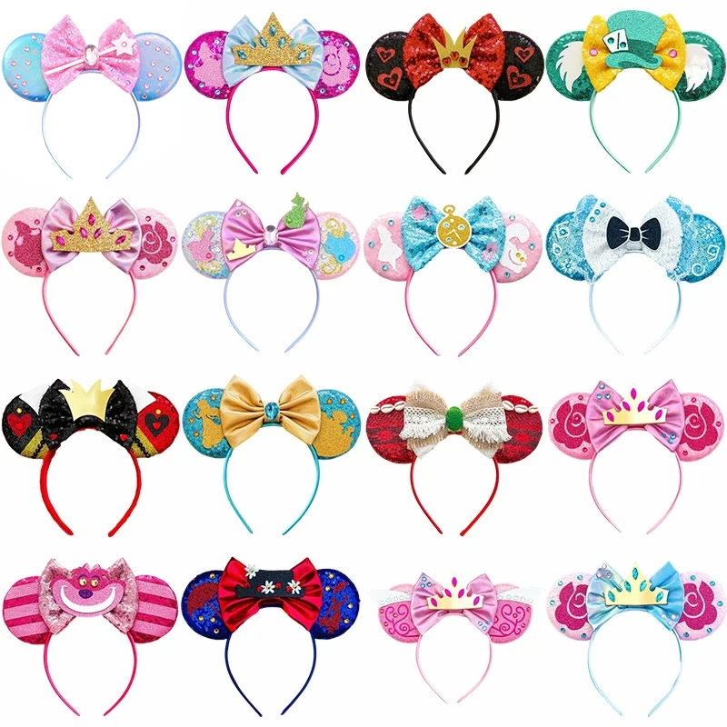 Disney Alice in Wonderland Ear Headband for Adults Mickey Mouse Ears Hairbands Women Hair Accessories Girls Mad Hatter Headwear