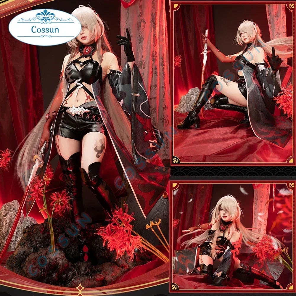 Honkai: Star Rail Acheron White Hair Game Suit Cool Sexy Uniform Cosplay Costume Halloween Party Role Play Outfit Wig