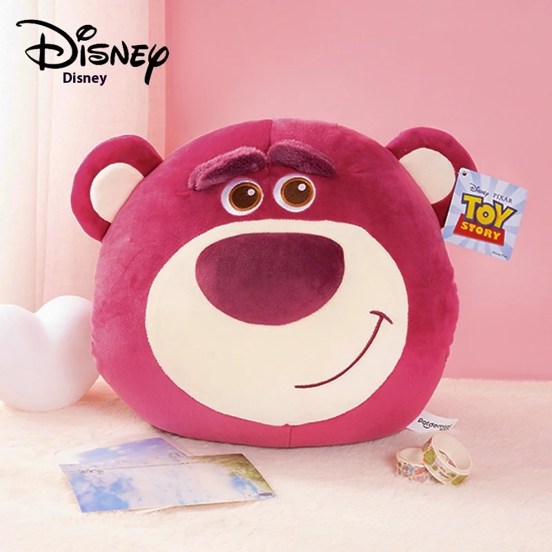 Miniso Disney Cute Strawberry Bear Throw Pillow Toy Story Winter Plush Hand Warmer Cartoon Doll Children'S Birthday Gift