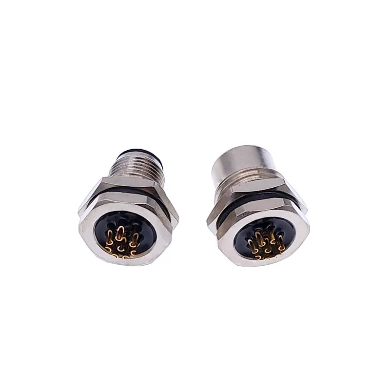 M1216 Waterproof Sensor Connector Front Panel Industrial Use 4pin 5pin 8pin Screw Threaded Male & Female M16 Mounting Hole