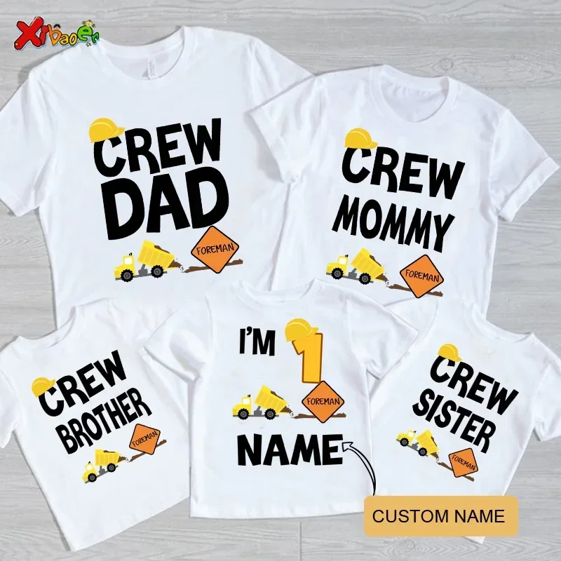 

1st birthday shirt Family T Shirt Matching Clothes Family Matching Outfits Shirts Family Cartoon Mechanical Car Printed T-shirt