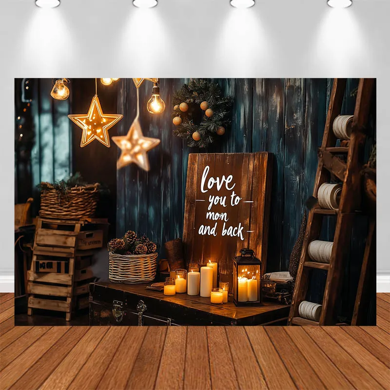 

LS Photography background Star Lights Weaved Flower Basket Candle Decorations Adult Kids Portrait Photo Backdrops Studio