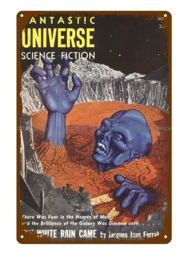 shop wall decor Fantastic Universe magazine cover 1955 metal tin sign