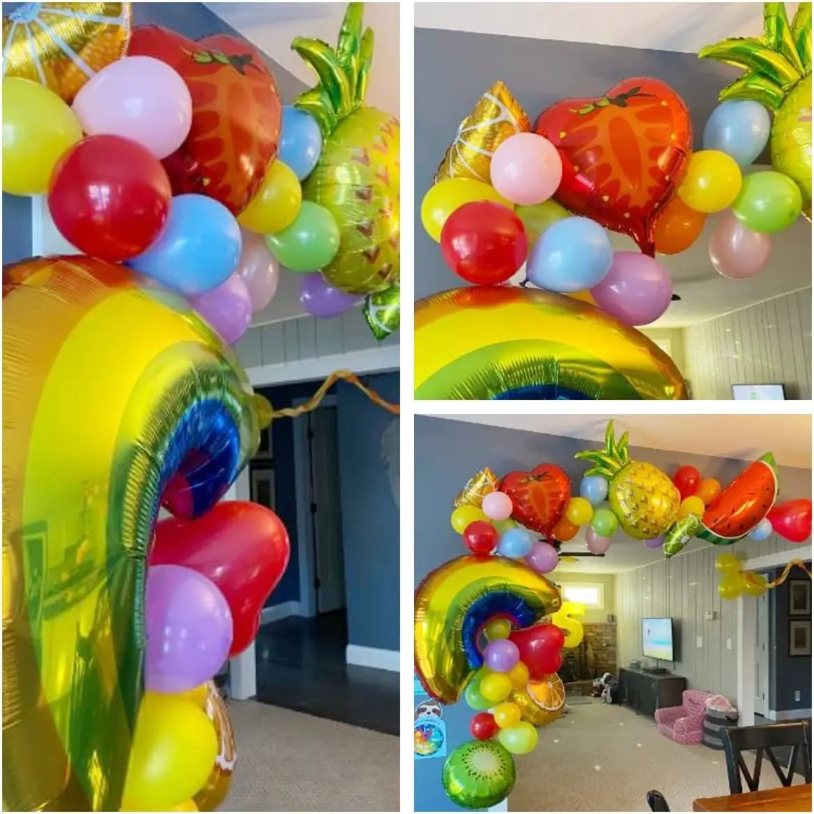 43-teiliges tropisches hawaiianisches Ballon-Girlandenbogen-Set, fruchtförmige Folienballons, hawaiisches Luau-Thema, Kindergeburtstag, Party-Dekoration, Wassermelone – Detail 6