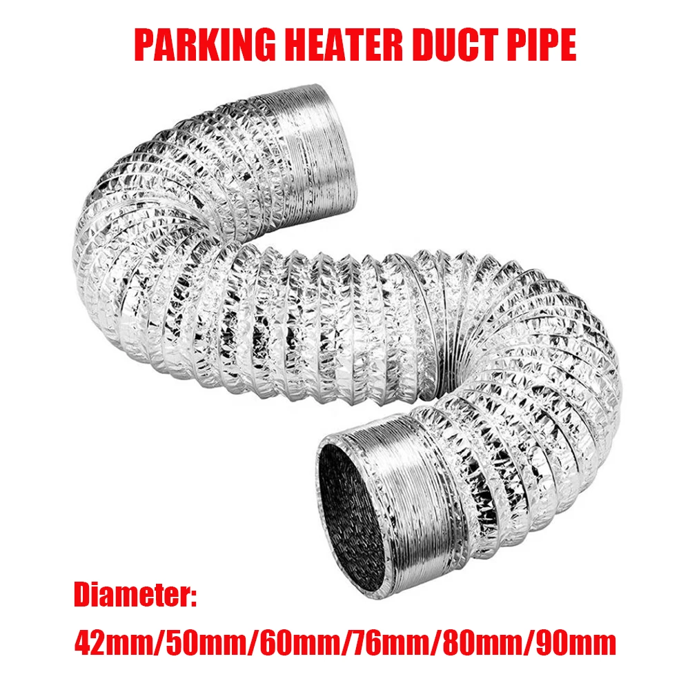 

42/50/60/76/90mm Composite Aluminum Foil Corrugated Flexible Ventilation Duct Pipe Scalable Smoke Tube Air Parking Heater Hose