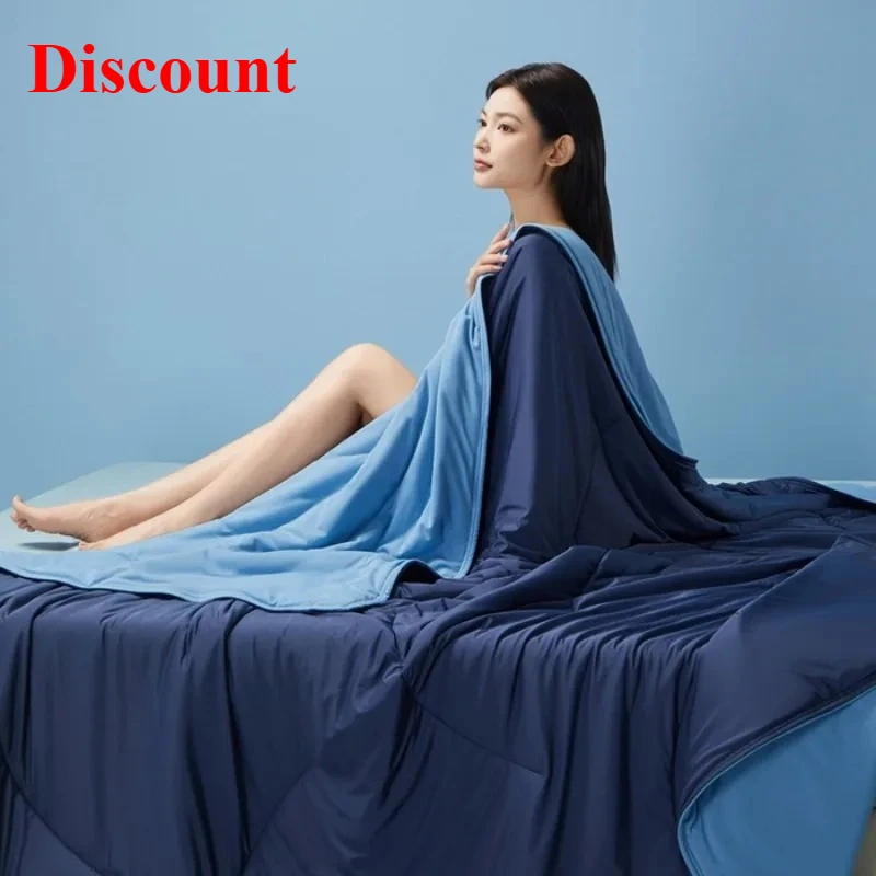 

2025 new cooling ice silk air conditioner quilt Xia Liang quilt machine washable single double AB-sided knitted cotton