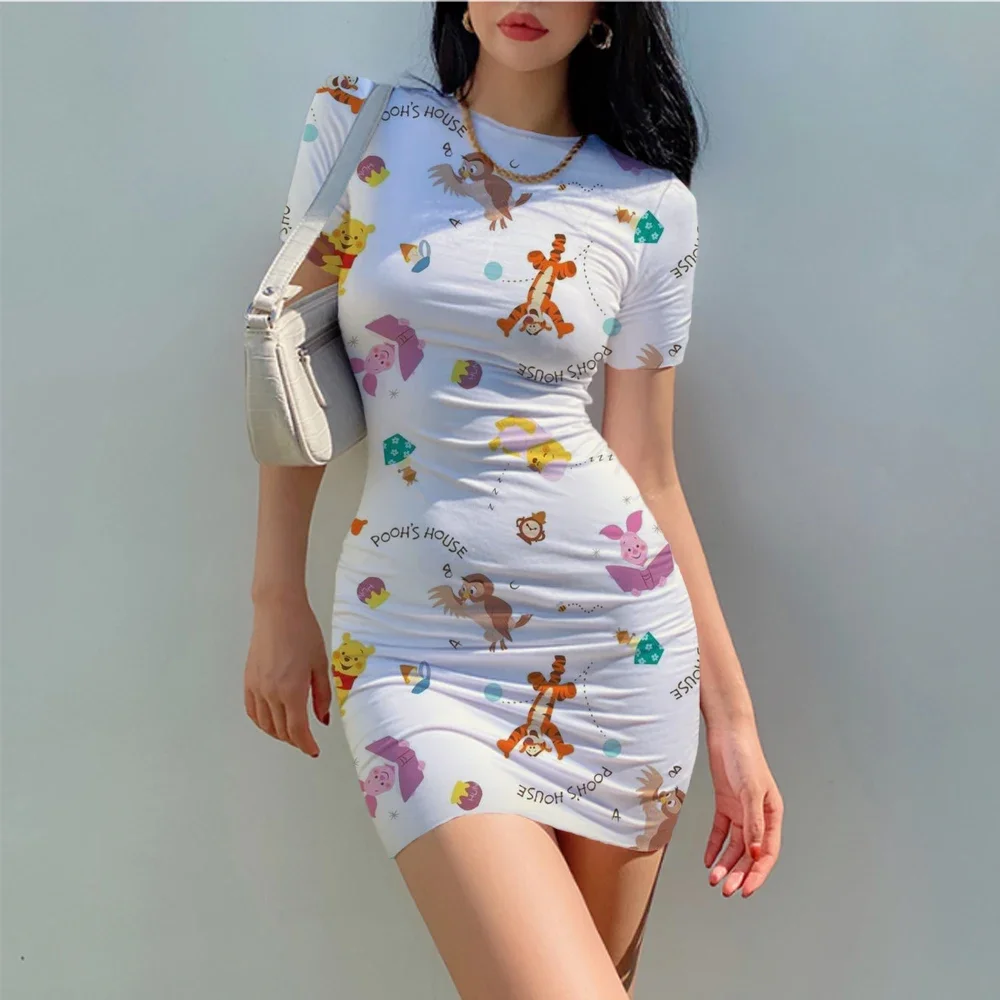 Disney Winnie the Pooh Women Casual Summer Autumn Mini Size Vintage Sexy Clothing Bodycon Tank Club Dress Dropshipping