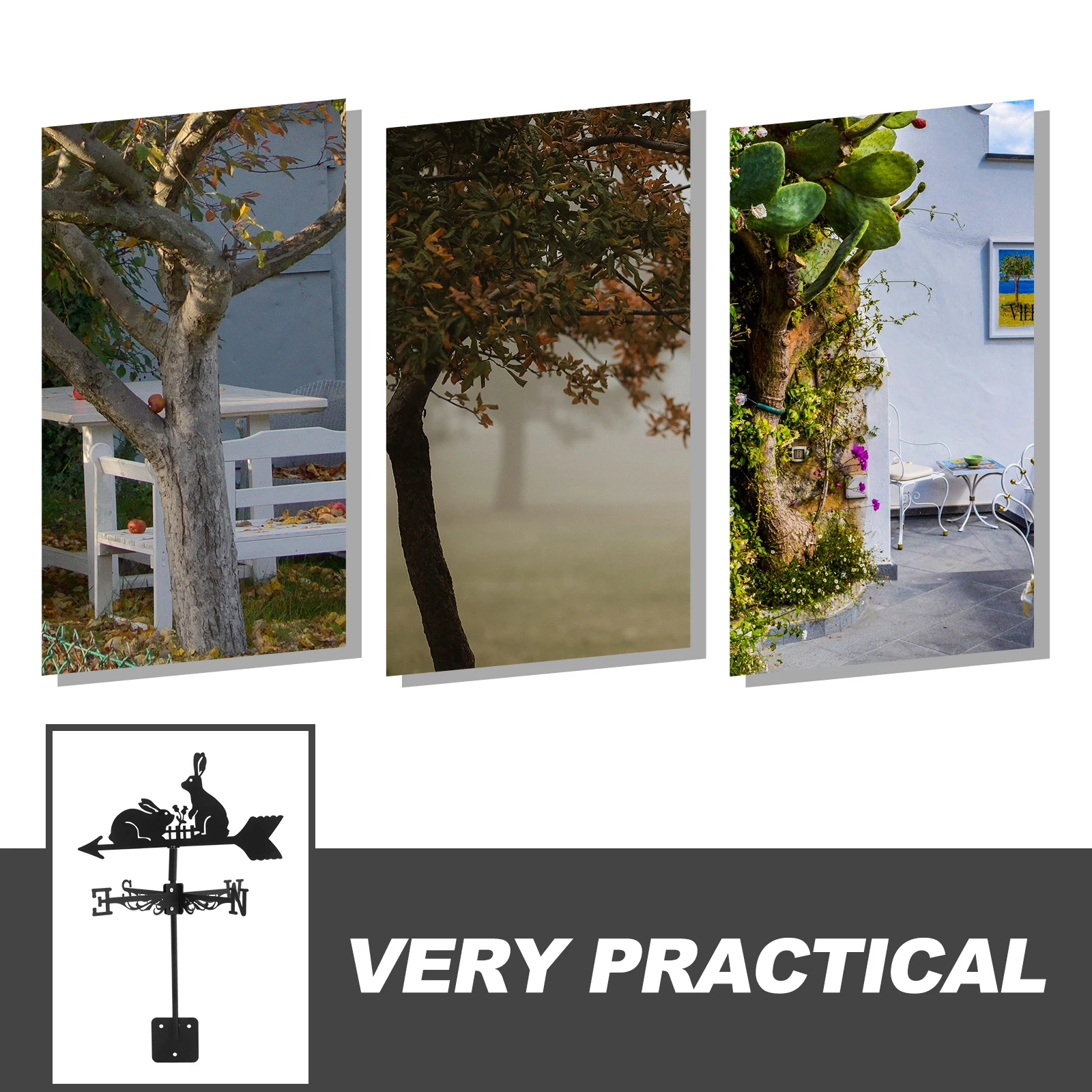 

Vintage Metal Weathervane Bunny Ornament Garden Decoration Wind Direction Indicator Fine Craftsmanship Durable Yard Decor