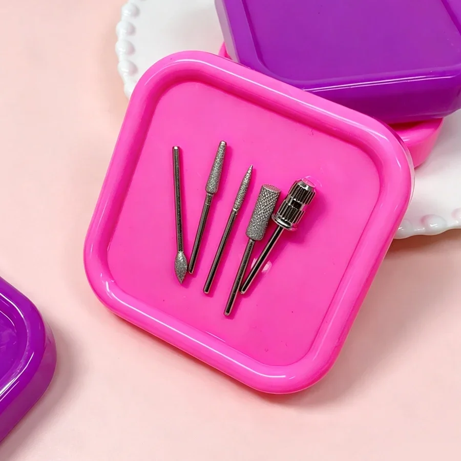 Portable Magnetic Nail Art Organizer Tray with Cat Eyes Design Storage Container for Nail Grinding Heads Tool Holder