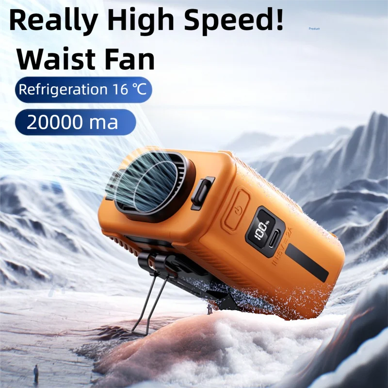 

2026 13500RPM High-speed Waist Hanging Electric Fan Portable 6000mAh Power Bank Clip Waist Outdoor Construction Site Small Fan