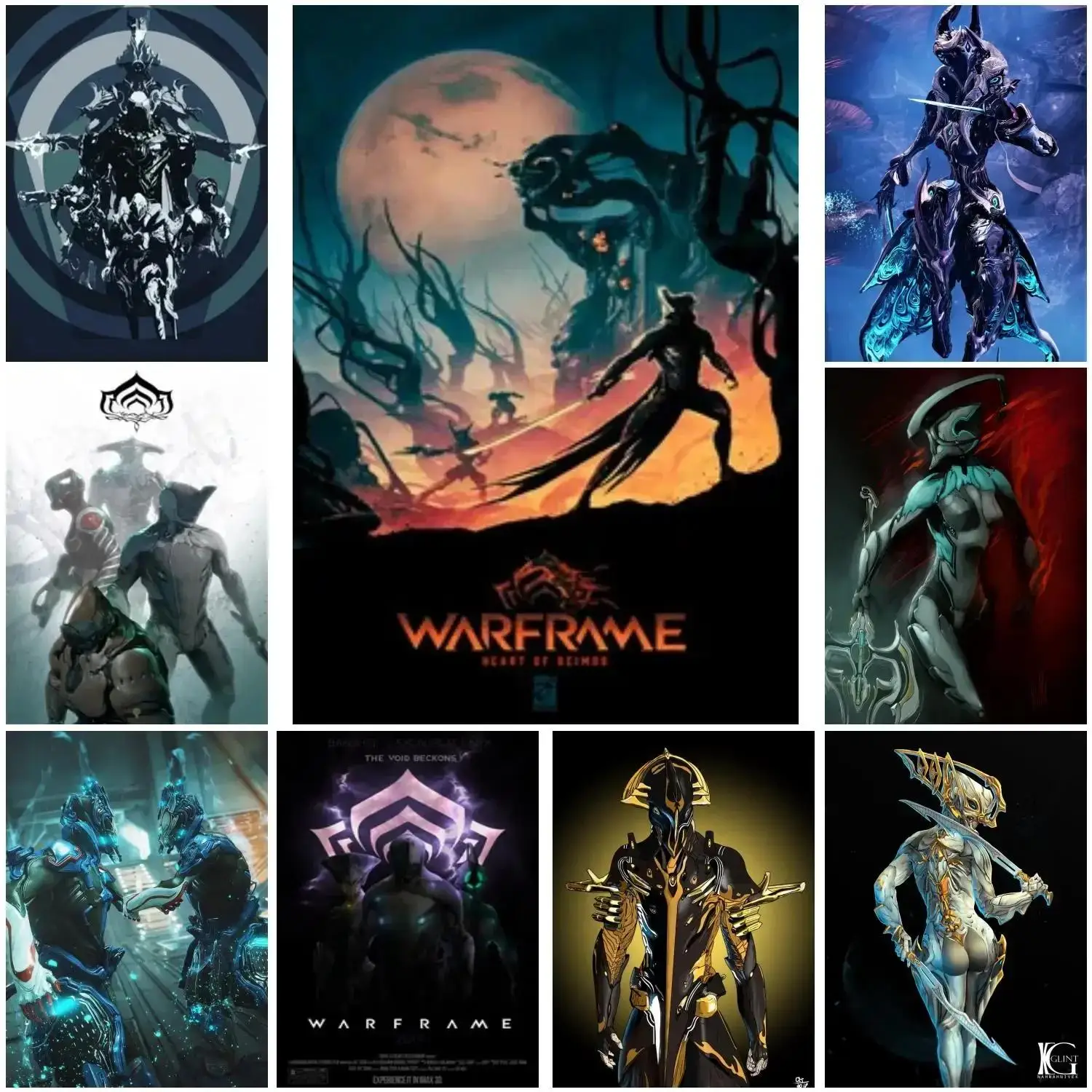 لعبة Warframe ملصق يطبع الرسم على لوحات القماش الجدارية لغرفة المعيشة العائلية الحديثة ديكور المنزل
