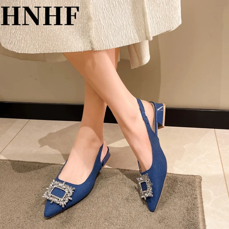 HNHF Female Fashion Sandals New 2024 Women\'s Pumps Summer Stiletto Woman Elegant Pointed Toe Shallow Mouth Black Heels Shoes