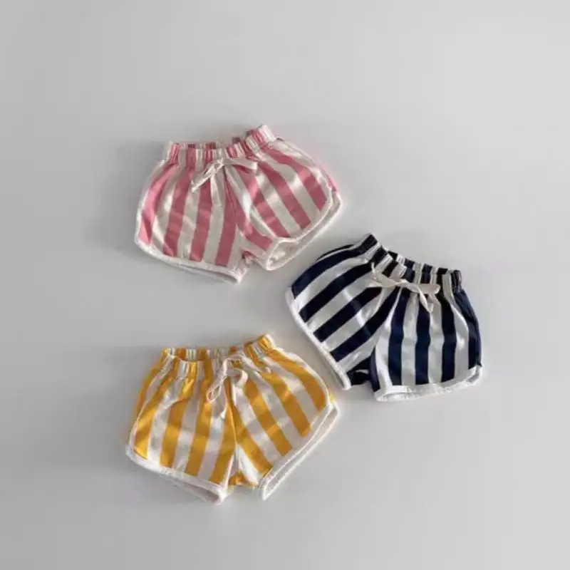 2026 Summer New Baby Loose Shorts Thin Infant Girls Fashion Striped Shorts Cotton Boys Casual Beach Shorts Toddler Clothes