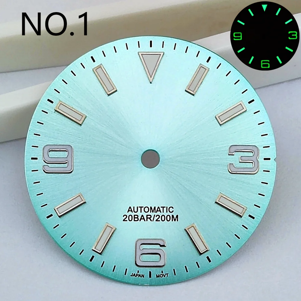 28.5mm 다이얼 NH35 다이얼 그린 루미너스 다이얼 브러시드 다이얼 HN35/NH36 무브먼트 시계 부품 교체 액세서리에 적합