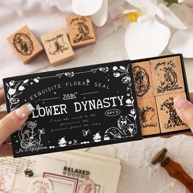 8 tampons en bois à motifs floraux, motifs de fleurs exquis pour la décoration de journaux, marquage artisanal DIY, fabrication de cartes faites à la main