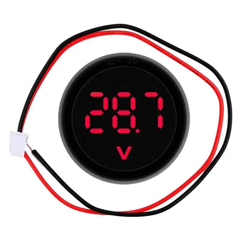 Universal Car Battery Monitor DC4 100V Waterproof Round Panel Battery Voltage Gauge LED Digital Voltmeter for Car Motorcycle RV