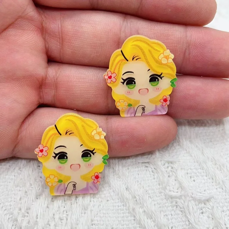 10Pcs New Cute Mini Acrylic Little Cartoon Girl Princess Series Flatback Ornament Biżuteria do manicure Akcesoria do włosów