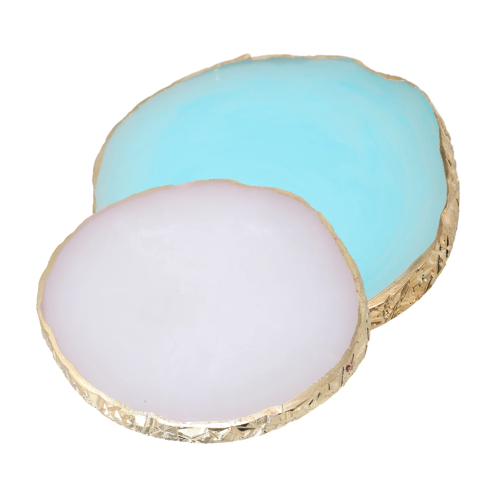 

2pcs Nail Palette Resin Marbled Gold 09 White 11 Blue Mixing Plates For Salon Home Nail Polish Color