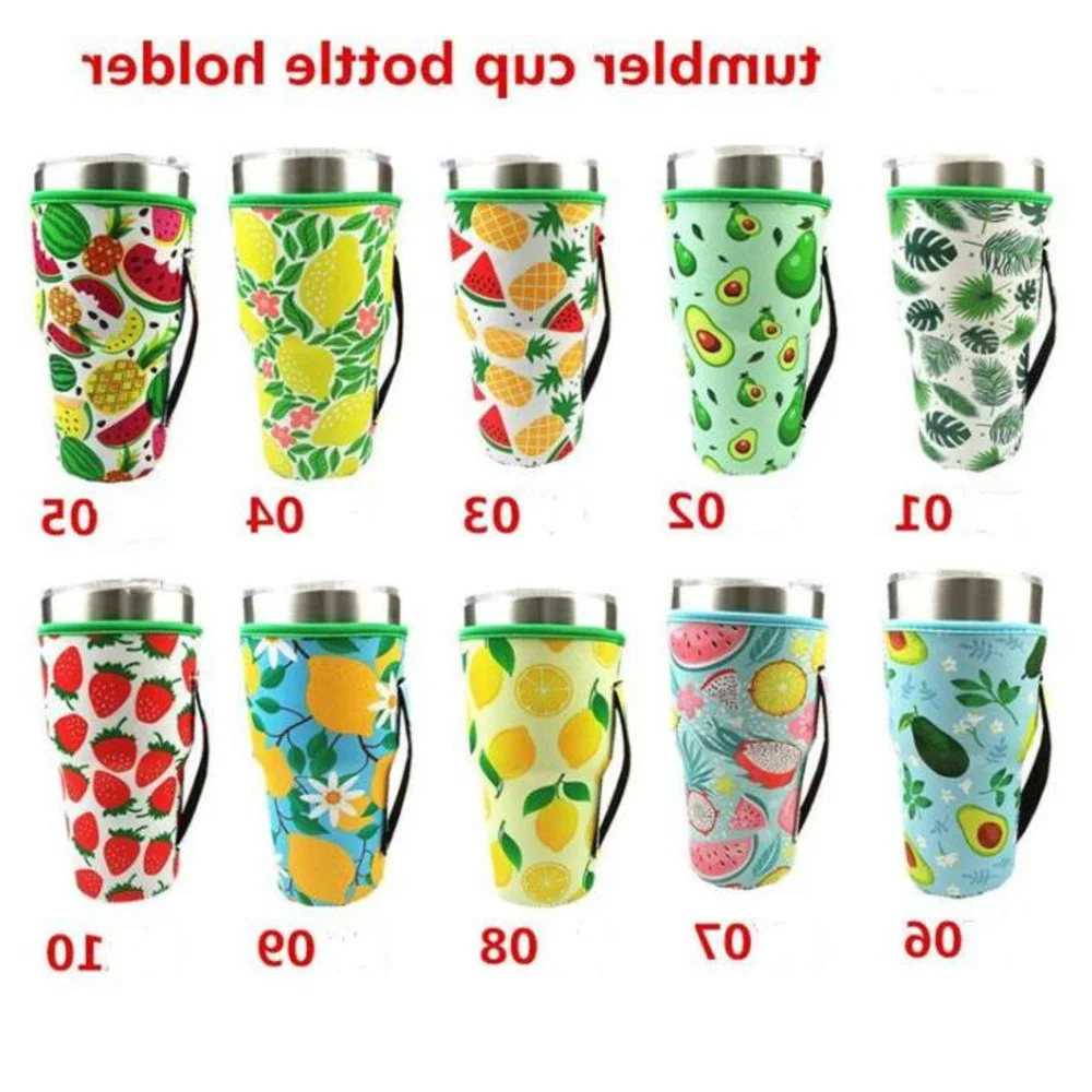 100Pcs/Lot White Black Fruit Style Water Bottle Cover Neoprene Insulated Sleeve Bag Case Pouch For 30oz Tumbler Cup Wholesale