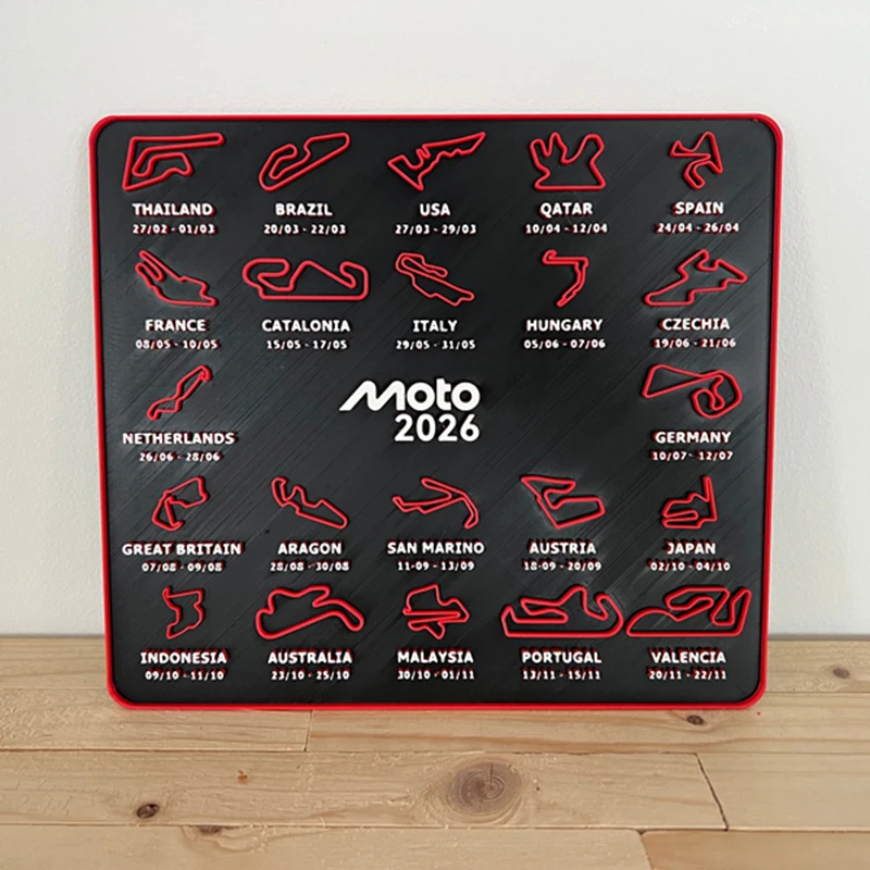 2026 Gp Racing Track Calendar 3d Printed Motorcycle Race Desk Ornament Plastic Home Decor Gift For Racing Lovers