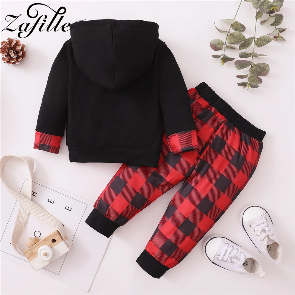 ZAFILLE Girls Baby Hooded Top+Plaid Pants \