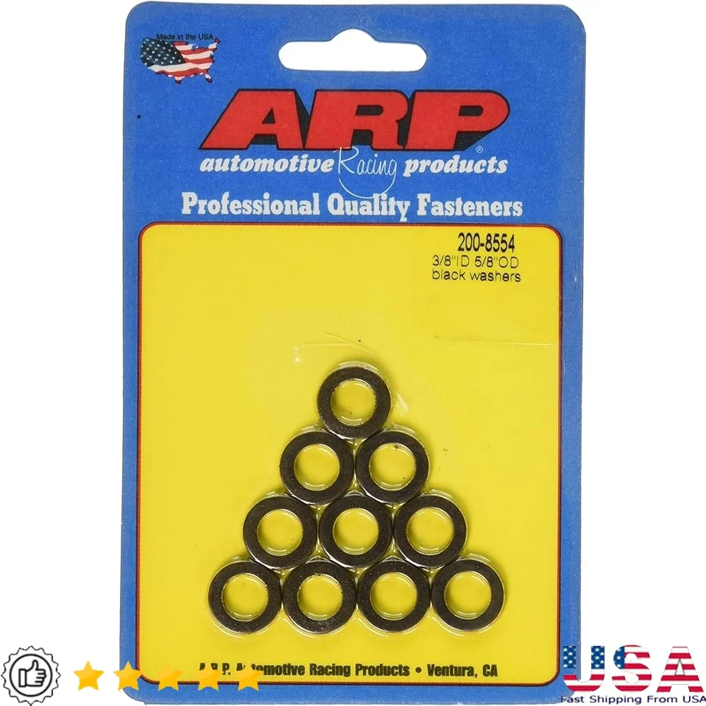 

10-Pack High Performance Flat Washers Chrome Moly 3/8 Inch ID 5/8 Inch OD 120 Inch Thickness Durable Washers