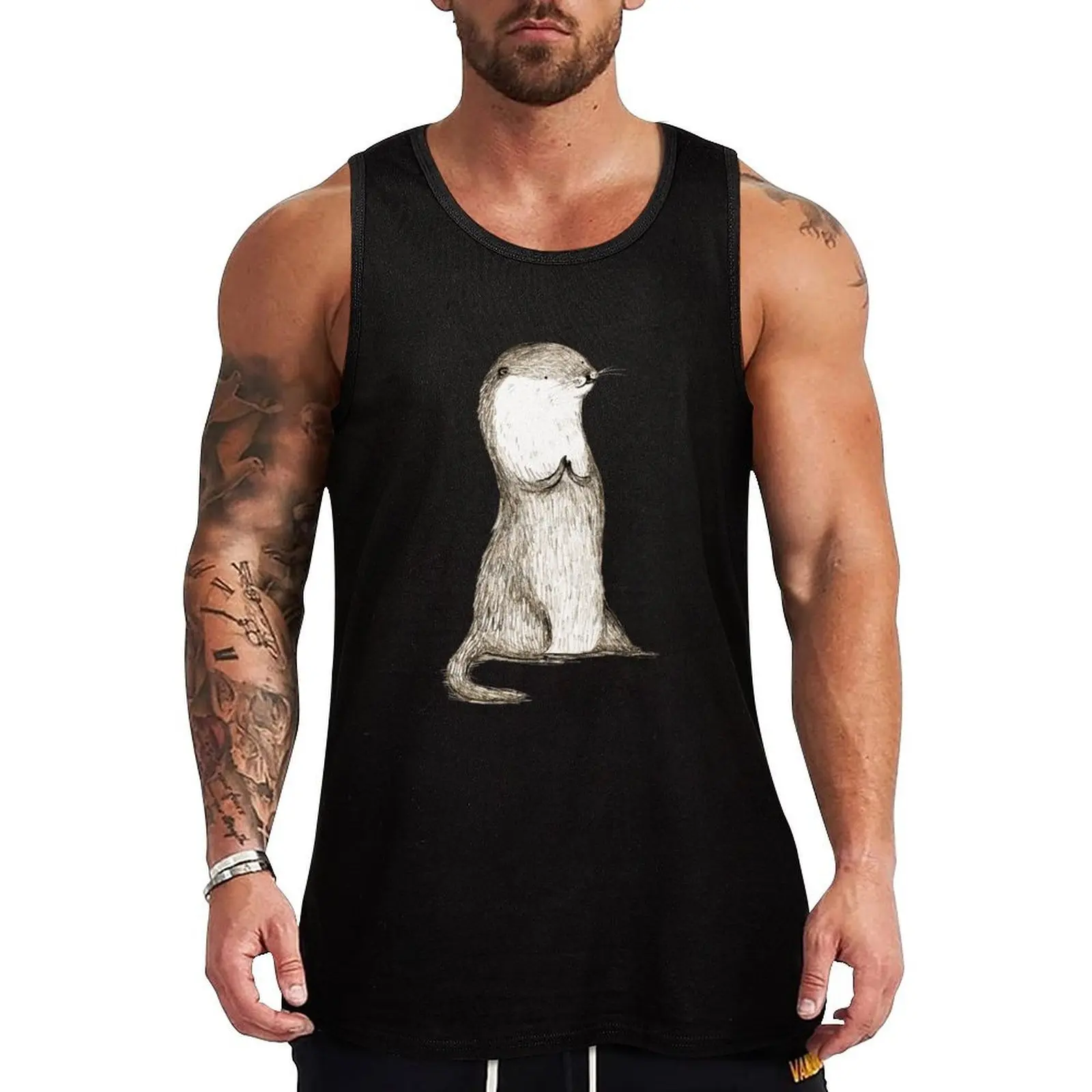 

Sitting Otter Tank Top Sports Training Tank Top Quick Dry Gym Fitness Shirt