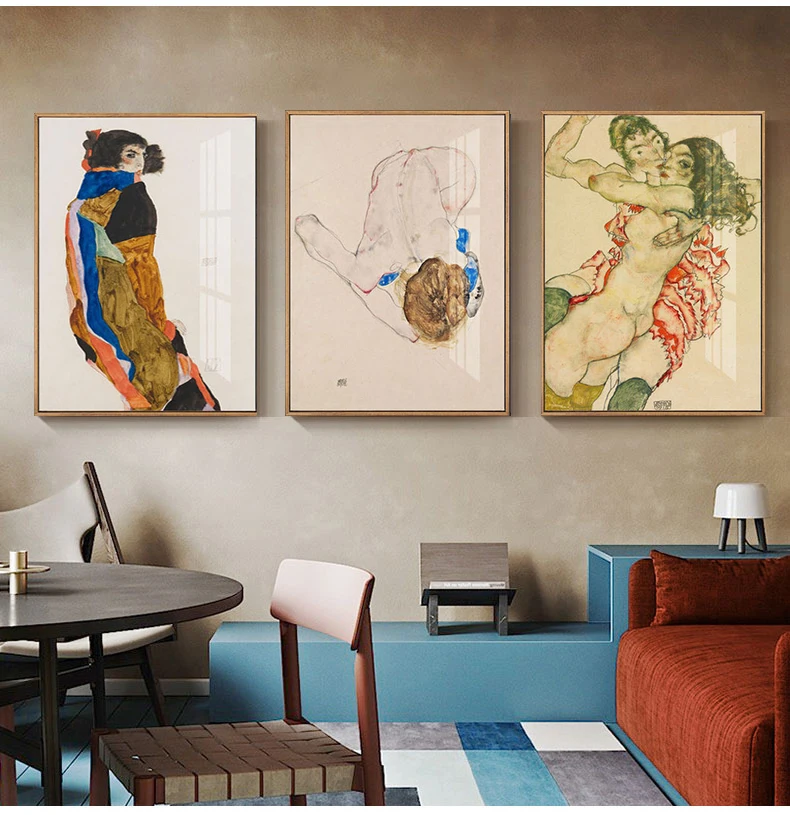 Egon Schiele Abstact Body Color Delineation Sketch Canvas Art Print Painting Poster Wall Picture for Living Room Home Decoration